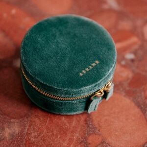 Sezane blue green velvet jewelry case